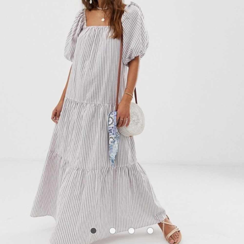 ASOS tiered maxi dress with puff sleeve